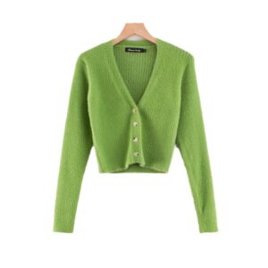 V-neck long sleeved cardigan sweater