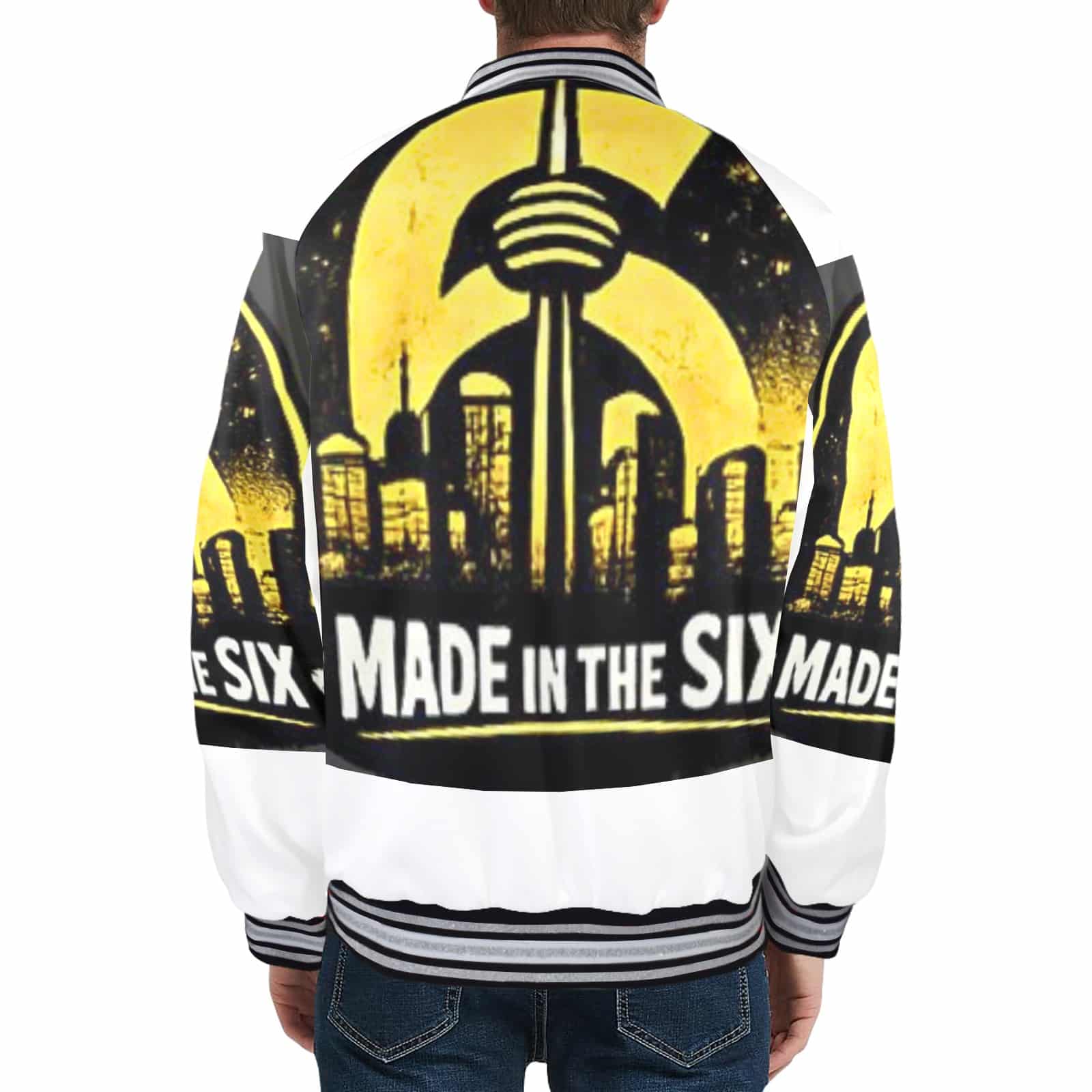 6IX Toronto New Men's Striped Trim Bomber Jacket - Image 3