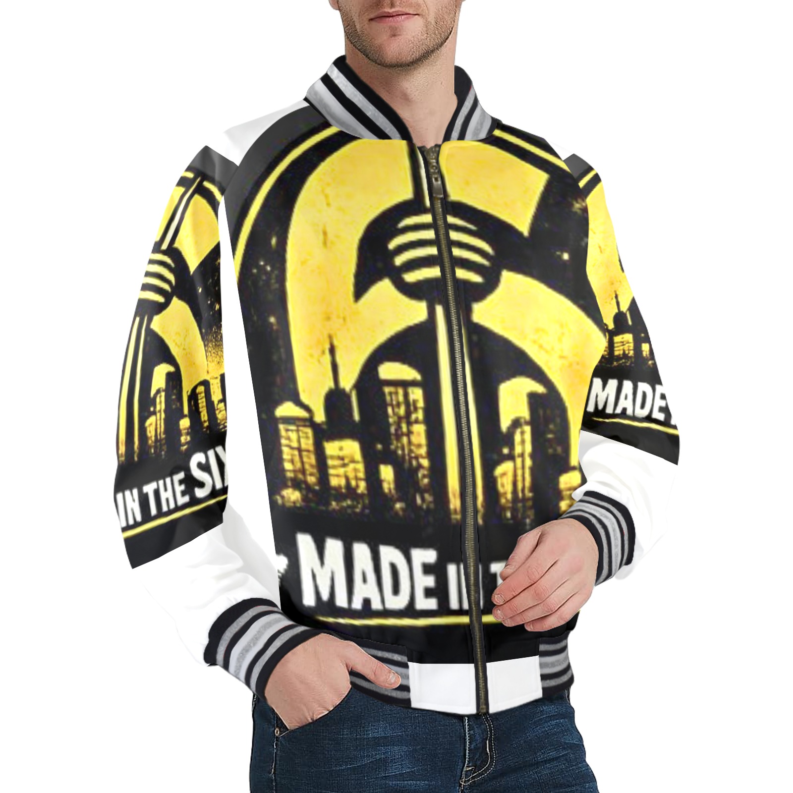 6IX Toronto New Men's Striped Trim Bomber Jacket - Image 2