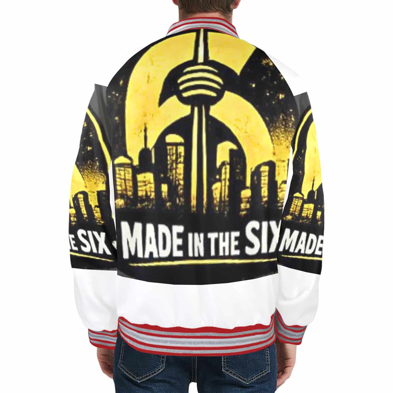 6IX Toronto New Men's Striped Trim Bomber Jacket - Image 8