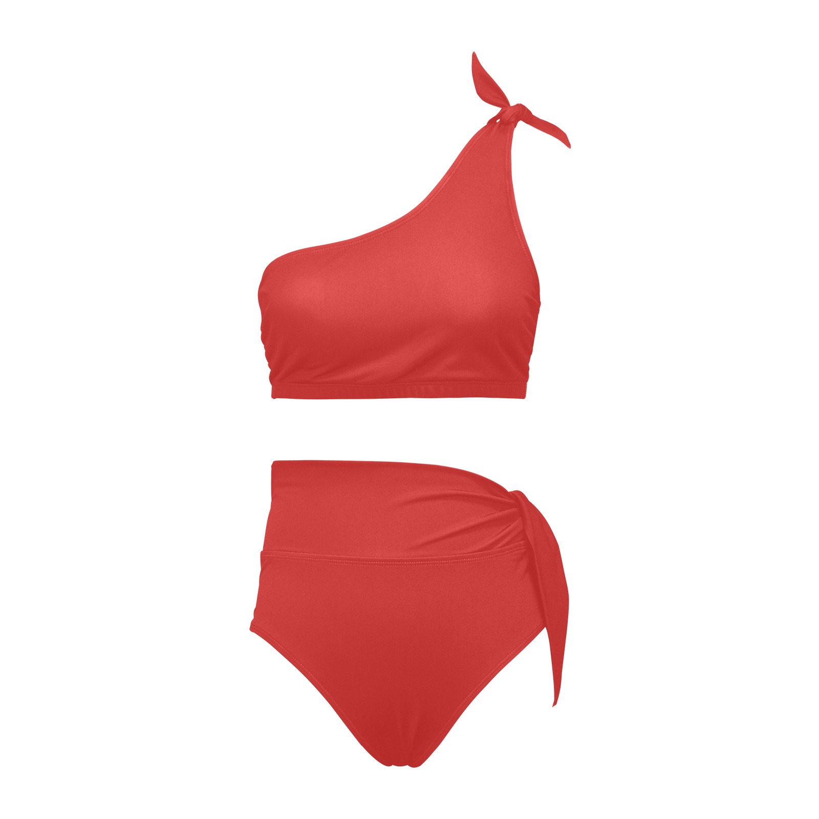 High Waisted One Shoulder Bikini Set (S16) - Image 3