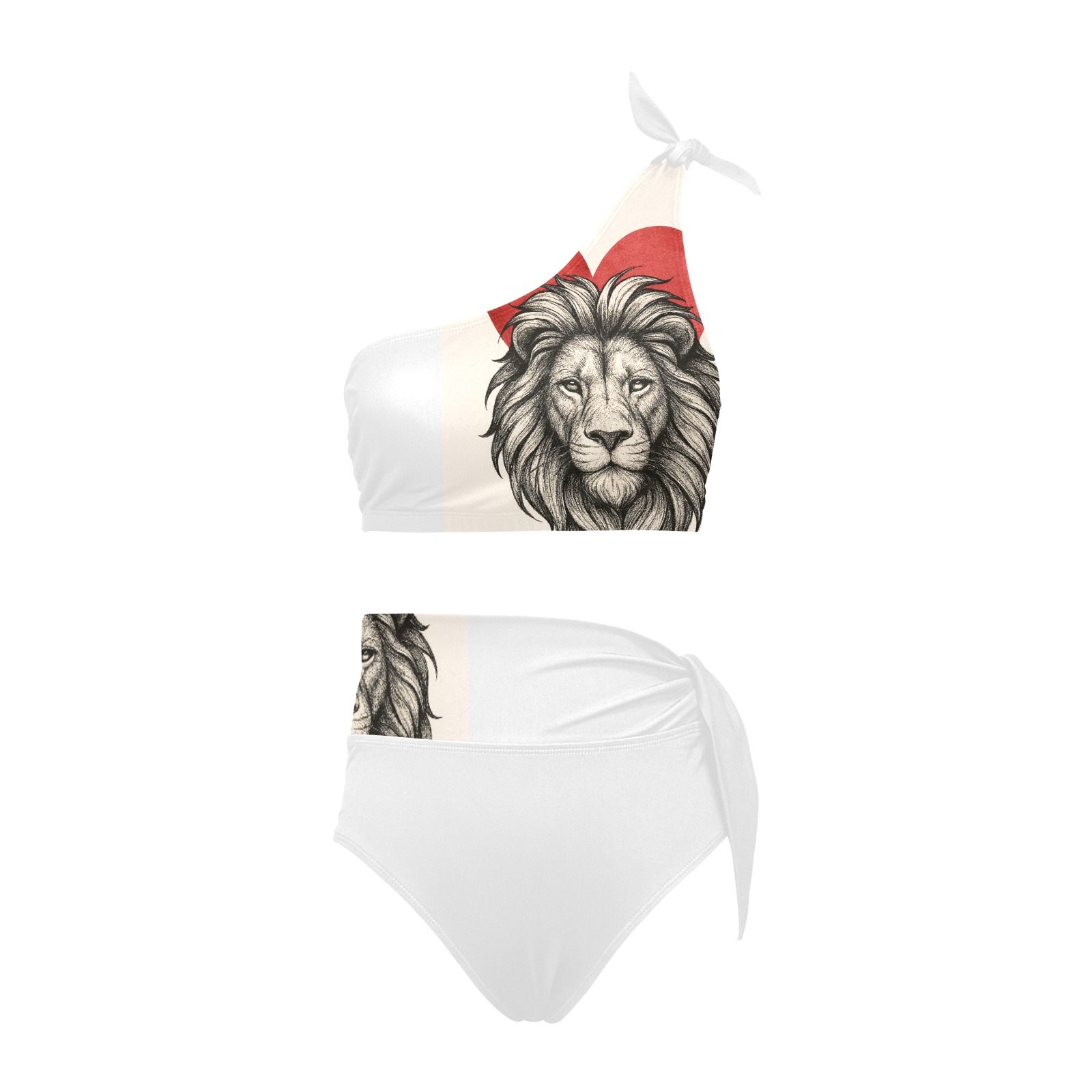 High Waisted One Shoulder Bikini Set (S16) - Image 3