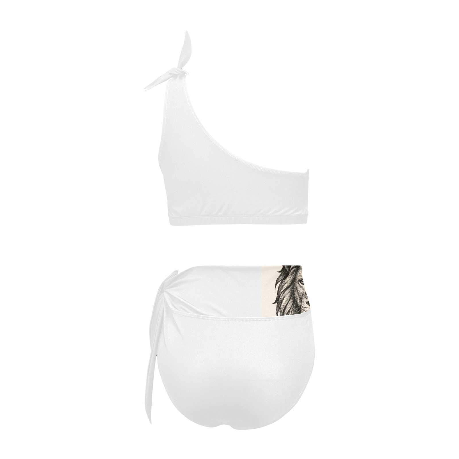 High Waisted One Shoulder Bikini Set (S16) - Image 4